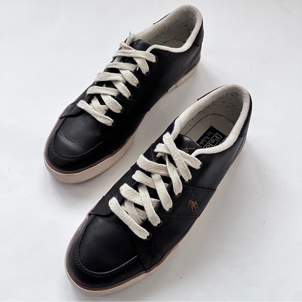 Men’s Polo By Ralph Lauren Harold Chocolate Brown Leather Sneaker Size 9.5